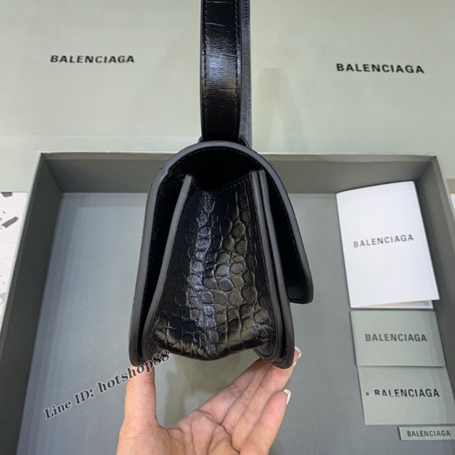 Balenciaga專櫃爆款大號鱷魚黑色黑扣肩背包 巴黎世家新款Gossip bag斜挎包 fyj1295